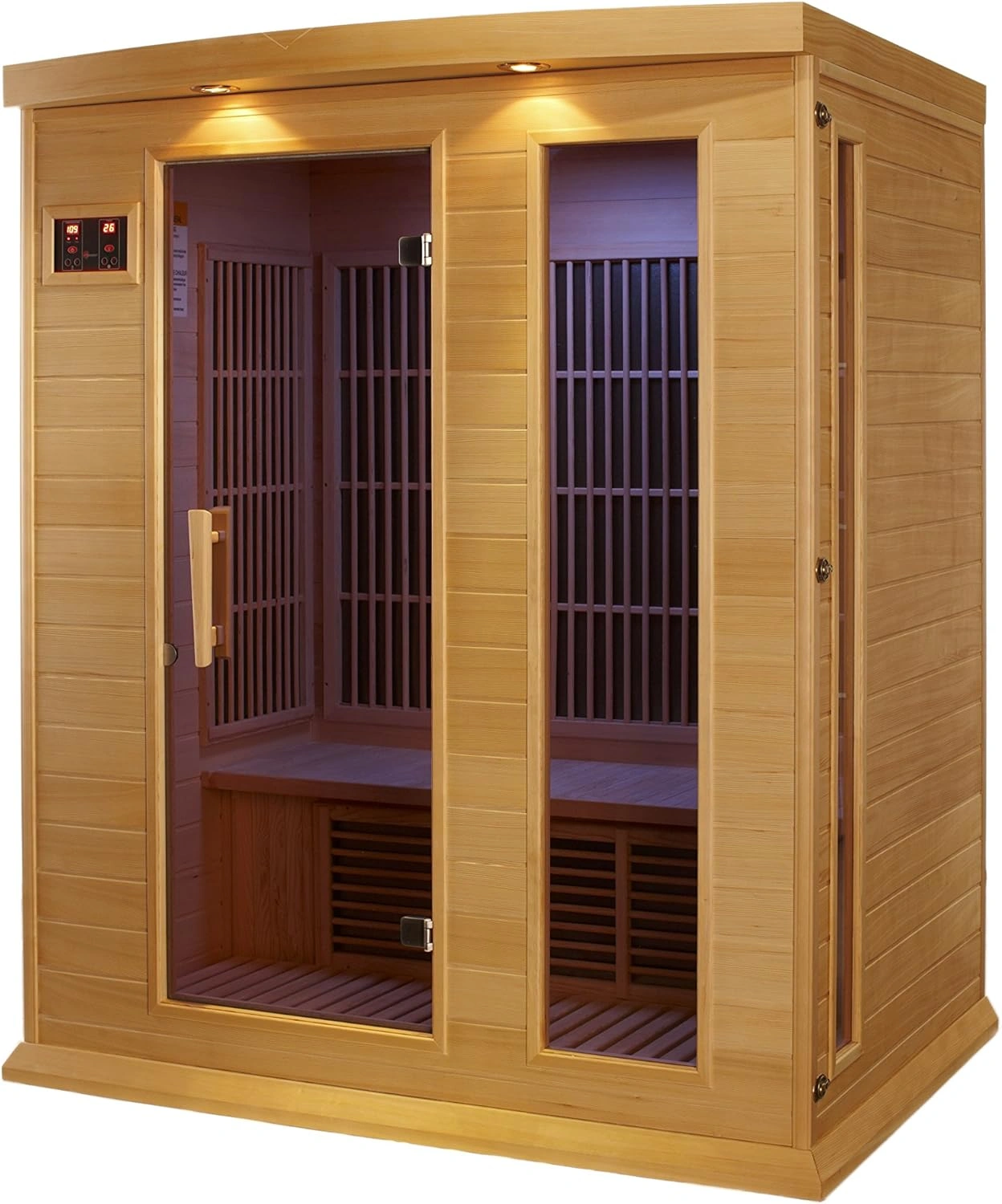 DYNAMIC SAUNAS Maxxus 3 Per Low EMF FAR Infrared Carbon Canadian Hemlock Sauna studio view 3